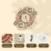 3D Wooden Puzzle of a mechanical zodiac clock with precision gears - Toys Quiz